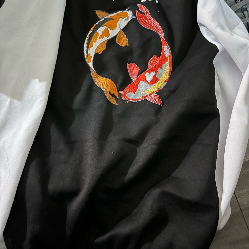 Unisex Custom Made Embroidered Koi Fish Varsity Jacket Size , Xl View 2